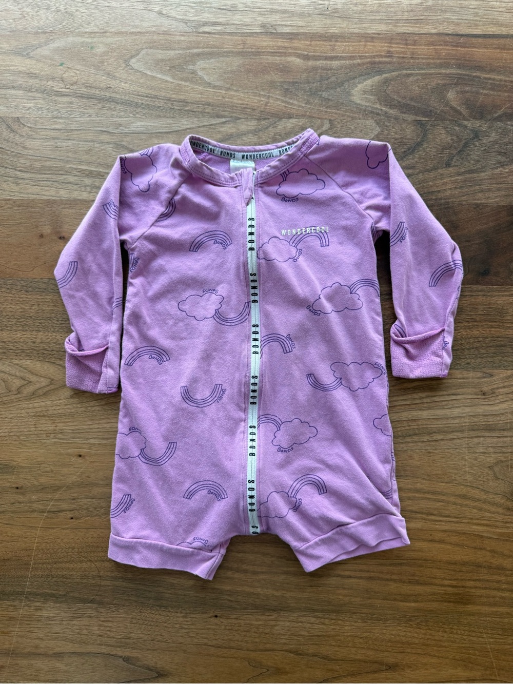 Bonds Baby Wondercool Zip Wondersuit Purple Rainbow Cloud Outfit 12-18M